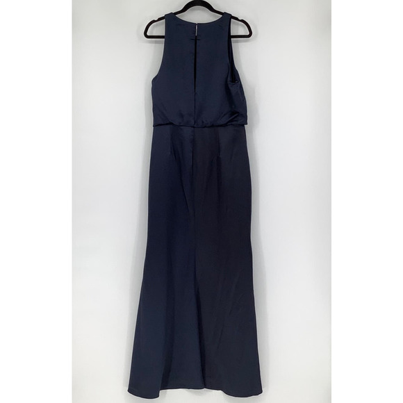 NEW! Dessy Collection Size 14 Charmeuse Trumpet Midnight Dress $242 msrp I21-13 - Picture 4 of 11